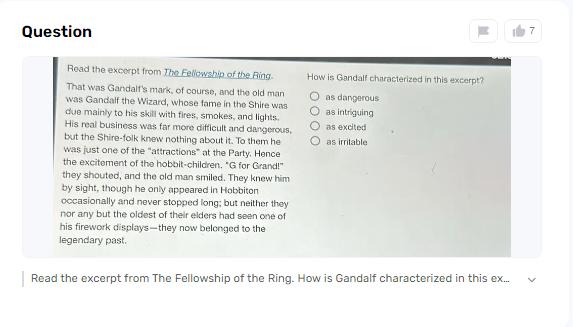 How Does This Excerpt Depict Gandalf’s Character Traits: As dangerous, As intriguing, As excited, As irritable